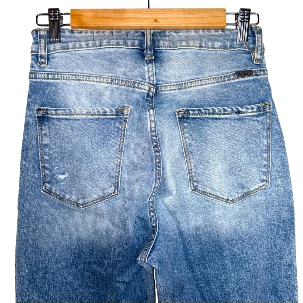 NEW KANCAN Baggy Fit Stretch Ankle Jeans High Rise Button Fly Acid Wash Size 25 - Picture 9 of 13
